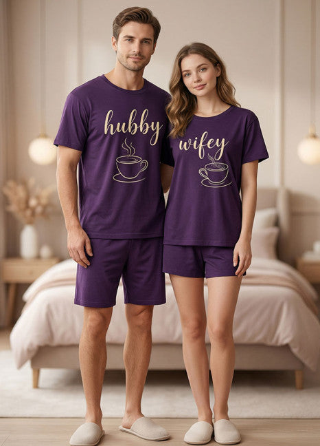 Couple Matching “Wifey & Hubby” Shorty Set