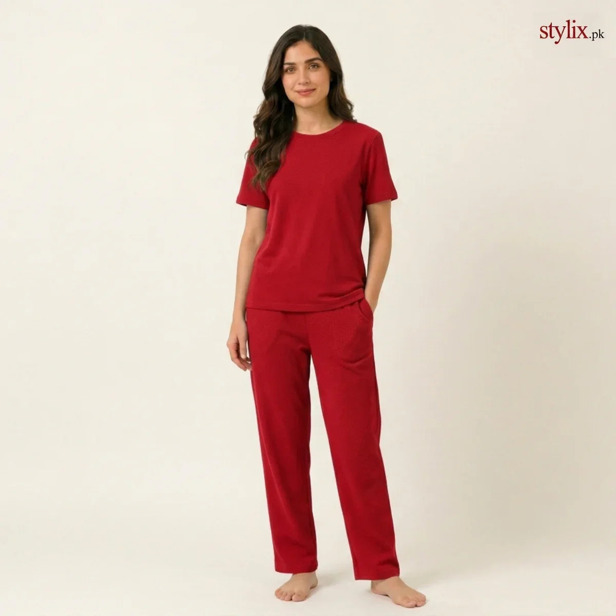 Soft Cotton-Feel pajama Set – Red Girls