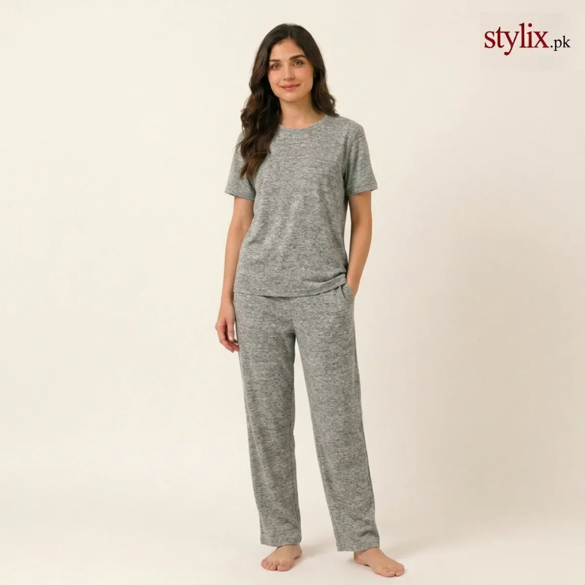 Soft Cotton-Feel pajama Set – Gray Girls